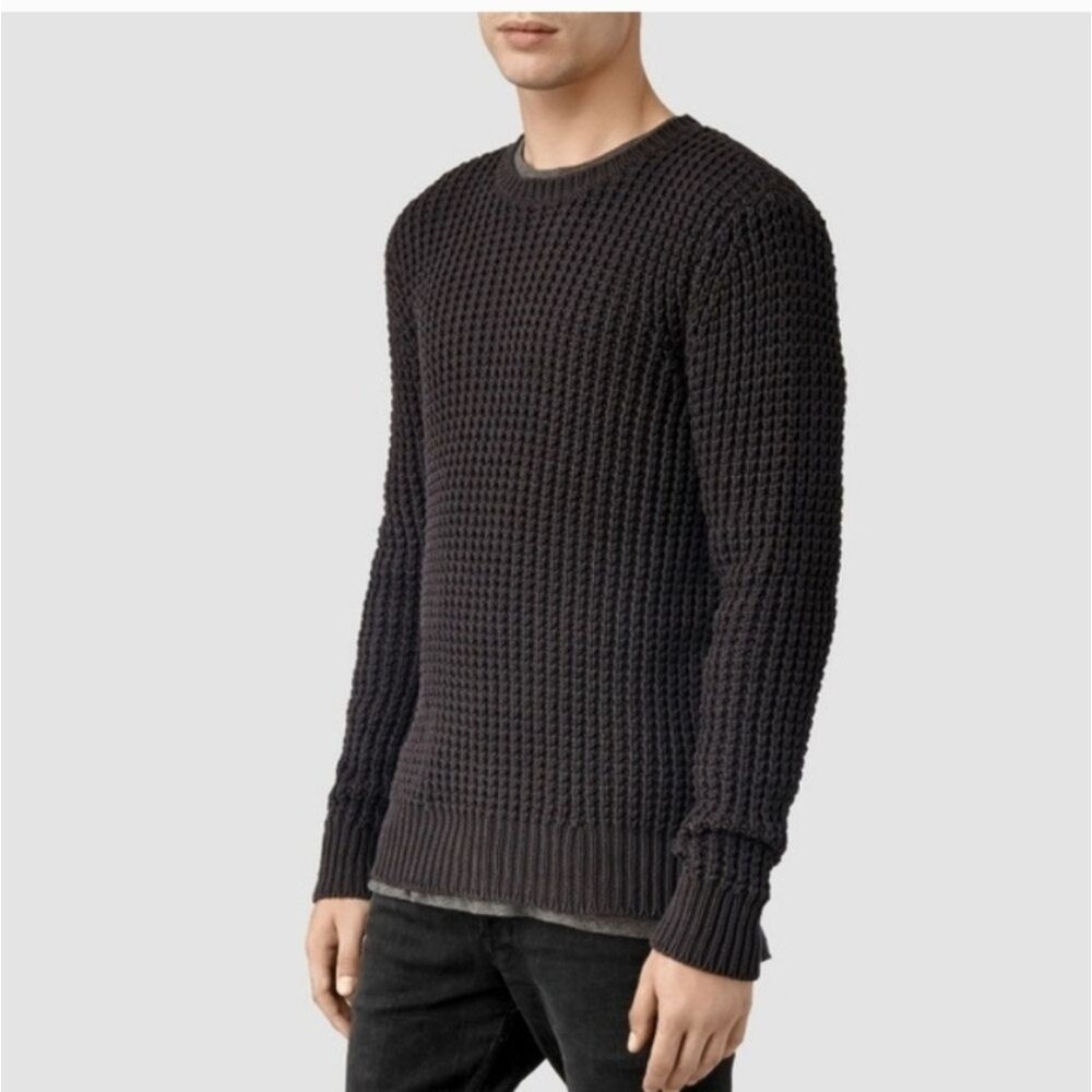 All Saints Rok crew brown knit sweater M